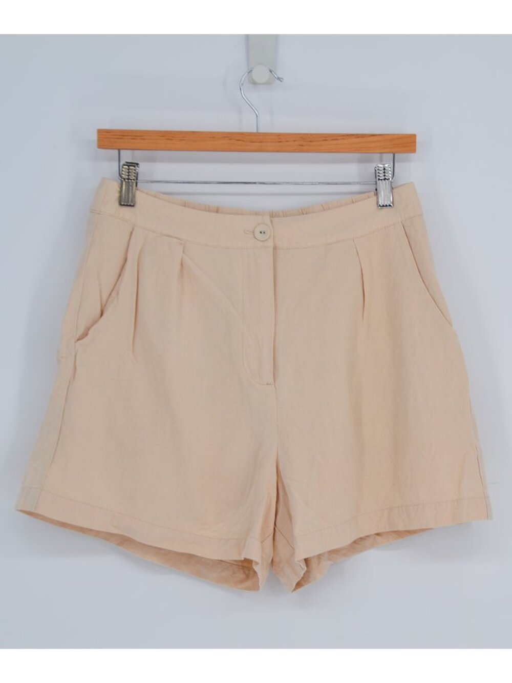 Rhythm Womens Pleated Shorts Size 6 Light Beige Ramie Blend Casual Minimalist